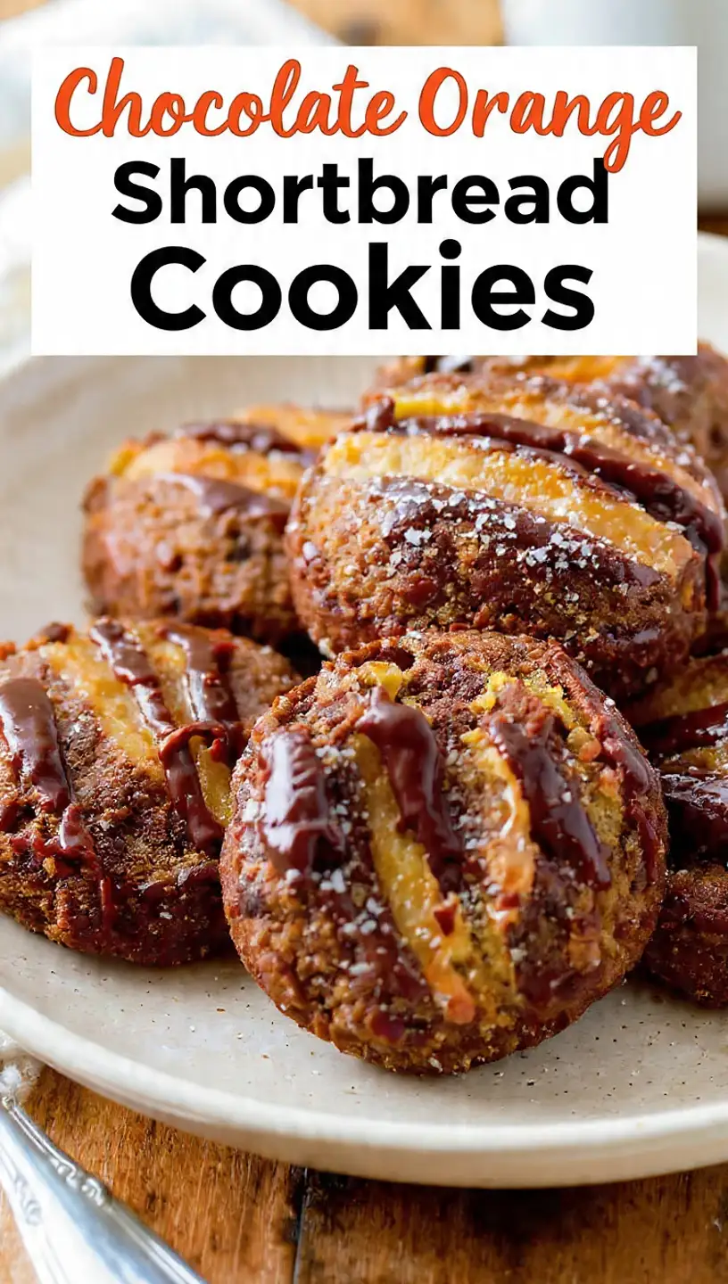 Chocolate orange shortbread cookies with drizzle