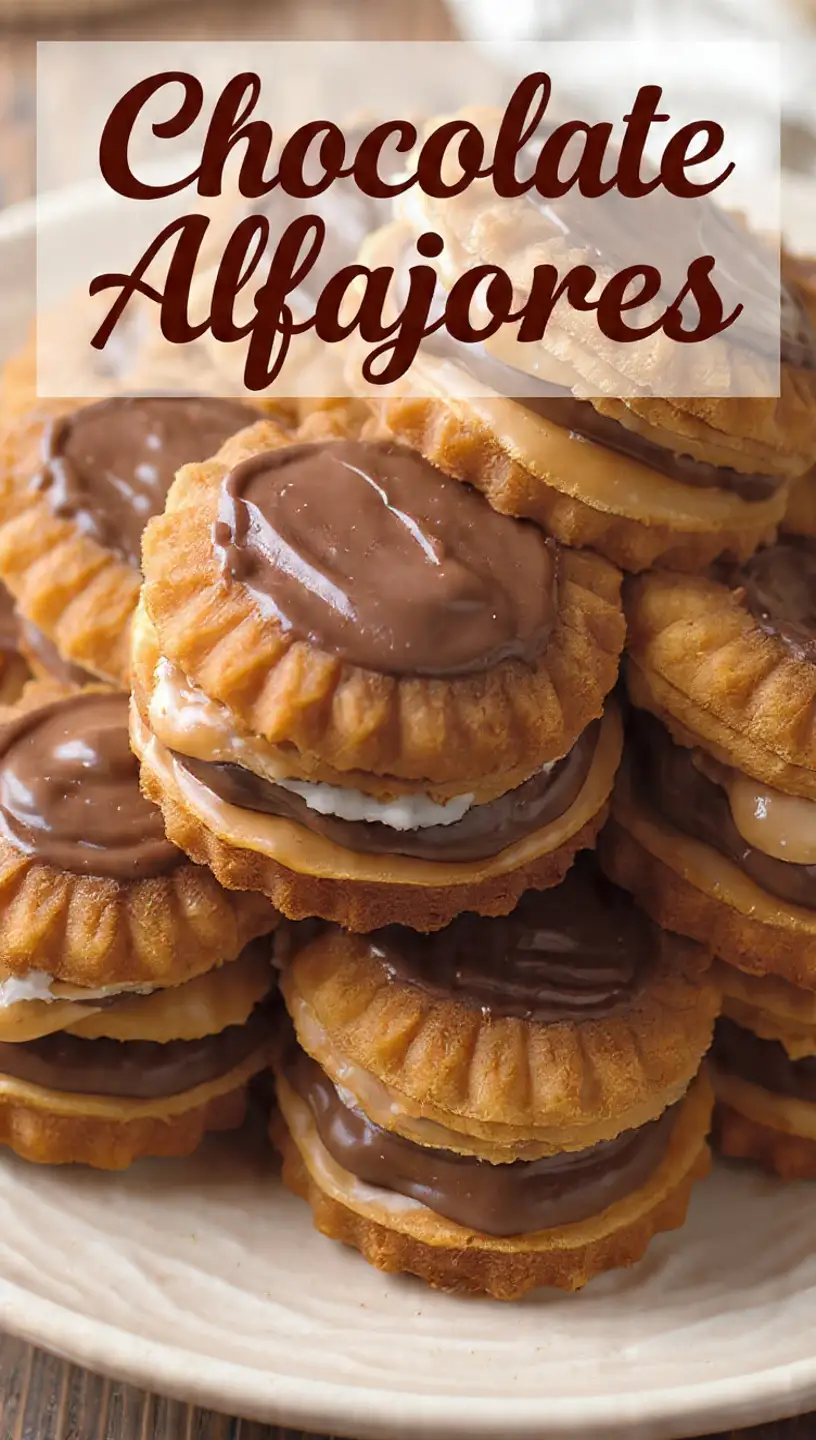 Stack of chocolate alfajores cookies