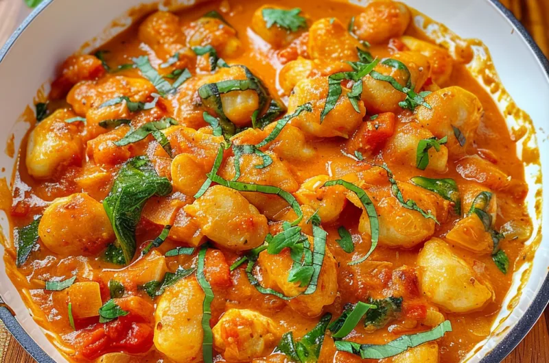 Chicken Gnocchi in a Creamy Tomato Sauce, Quick & Hearty