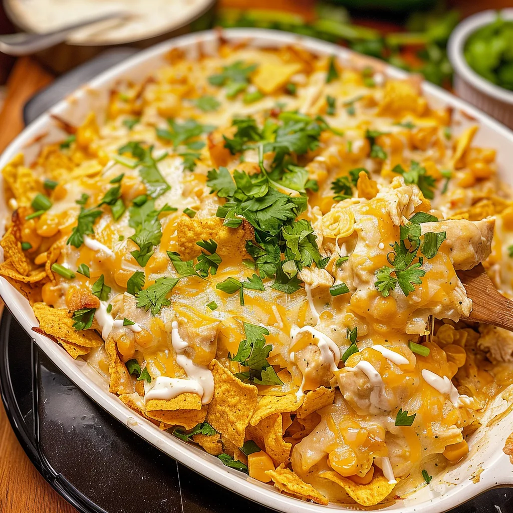 White Chili Chicken Frito Casserole