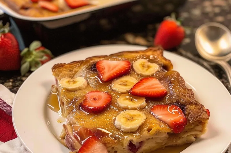 Strawberry Banana Pancake Casserole
