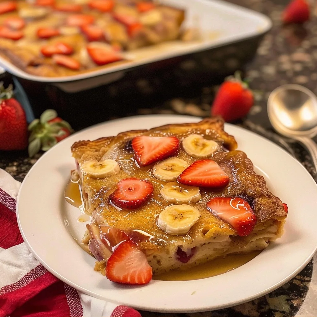 Strawberry Banana Pancake Casserole