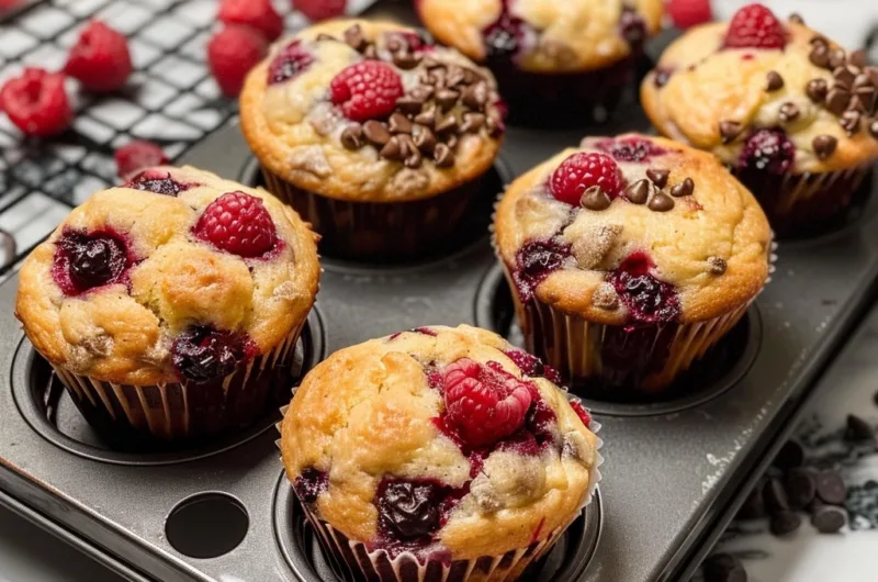 Bakery-Style Raspberry Chocolate Chip Muffins