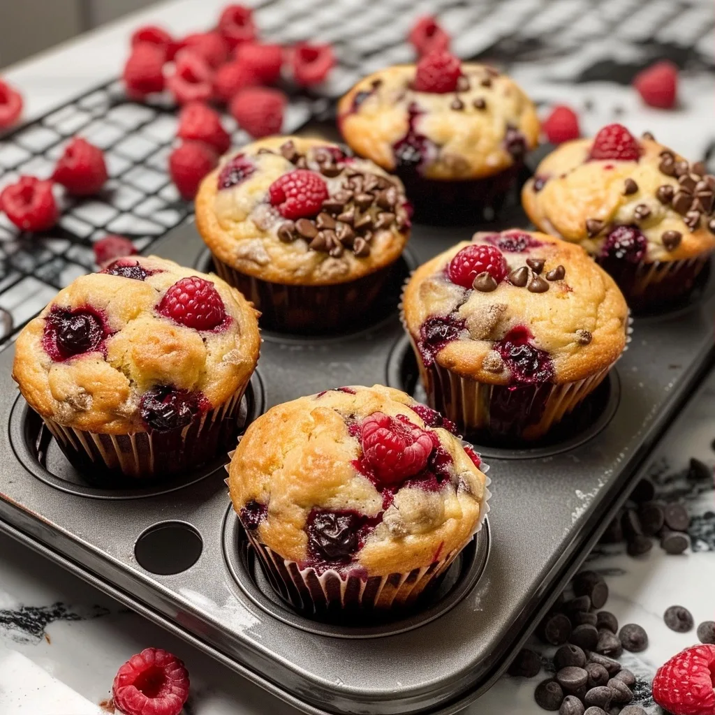 Bakery-Style Raspberry Chocolate Chip Muffins