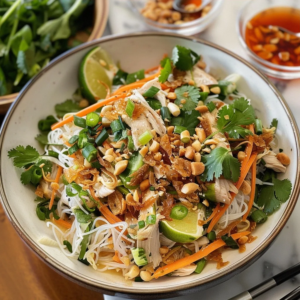 Vietnamese Noodle Salad with Chicken – Fresh Herb Salad