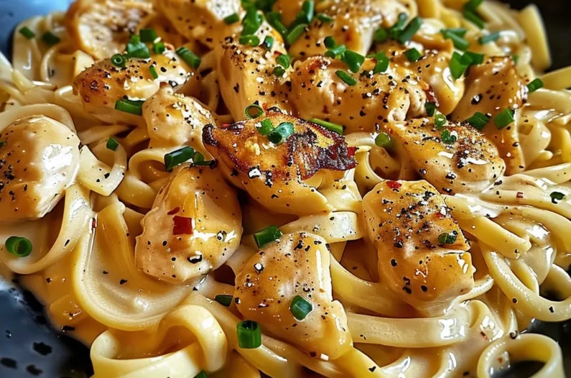 Creamy Garlic Butter Chicken Egg Noodles