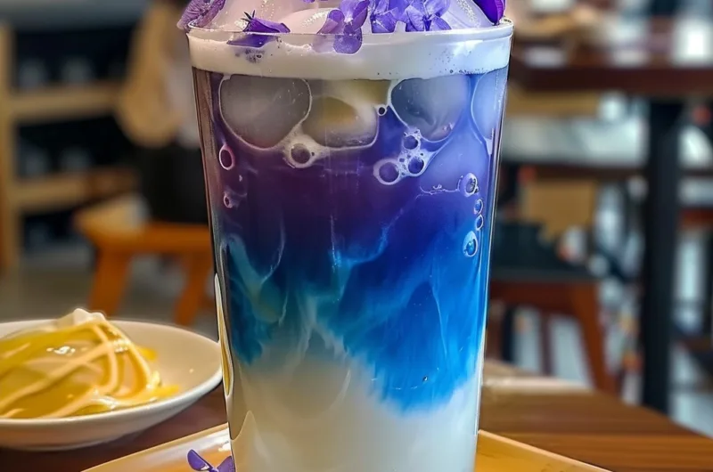 Iced Butterfly Pea Flower Tea Latte