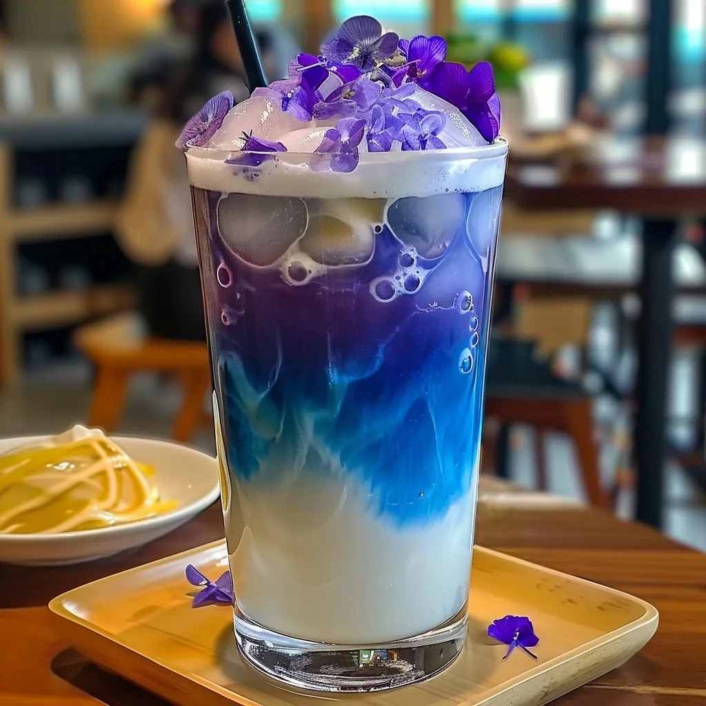 Iced Butterfly Pea Flower Tea Latte