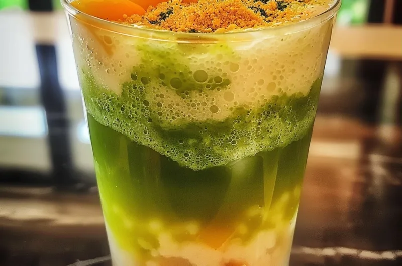 Matcha Peach Sago Drink: Refreshing Summer Tea